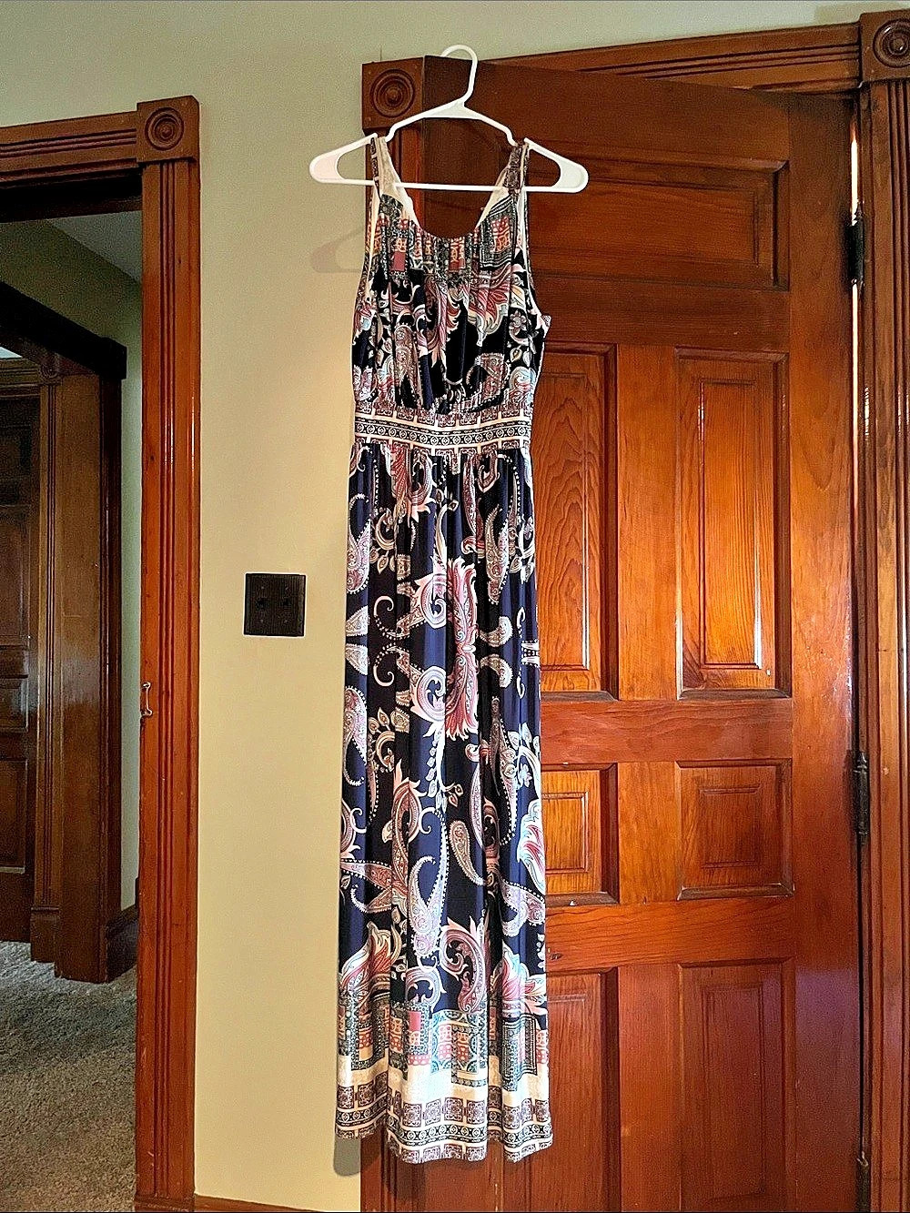 Paisley Maxi Dress in Black & Multicolor Like New